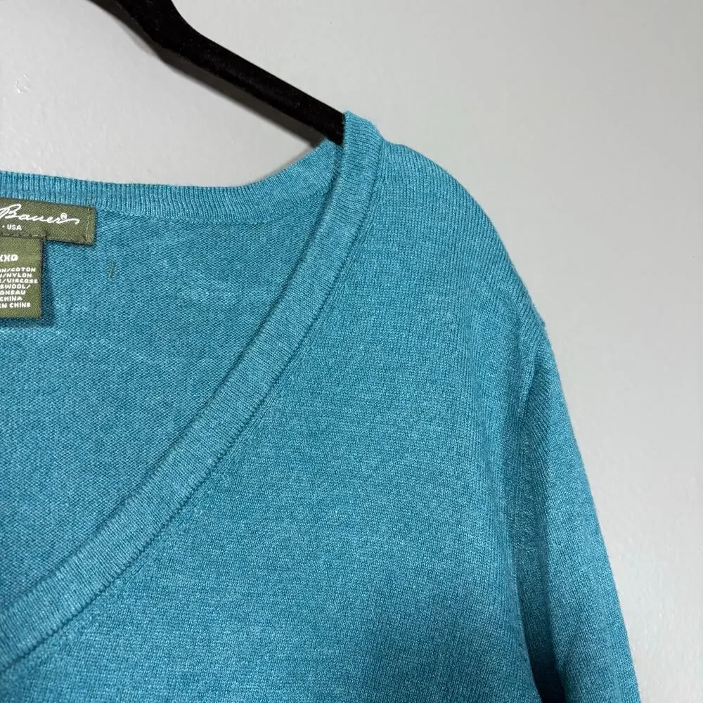 Eddie Bauer Minimalist Utility Teal V-Neck Sweater - Size XXL - Womens Plus Size